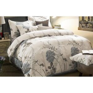 - Floral Comforter Set, 100% Cotton Fabric, Vintage Flower Shabby